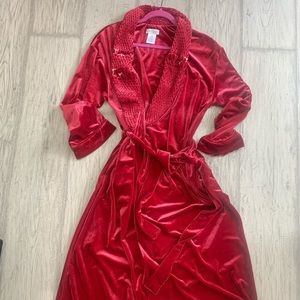 Magenta pink velvet bedroom house morning robe M